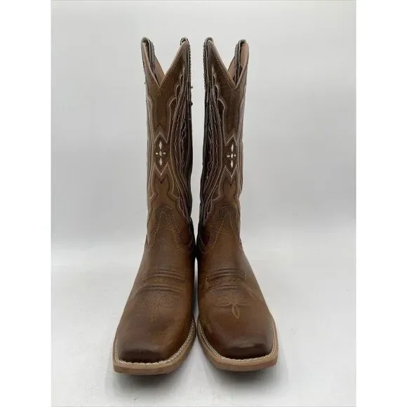 Justin Women's Rein Waxy Western Boots Square Toe Brown Size 7.5B - Picture 2 of 8